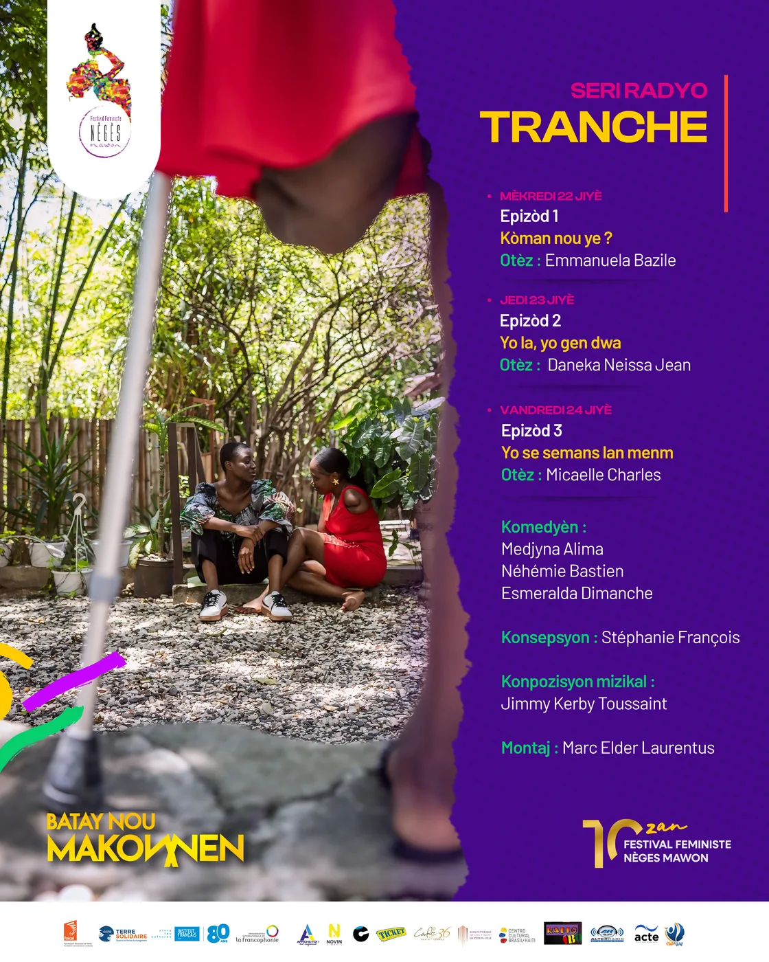 Poster: Tranche, the radio series, with its three episodes and credits